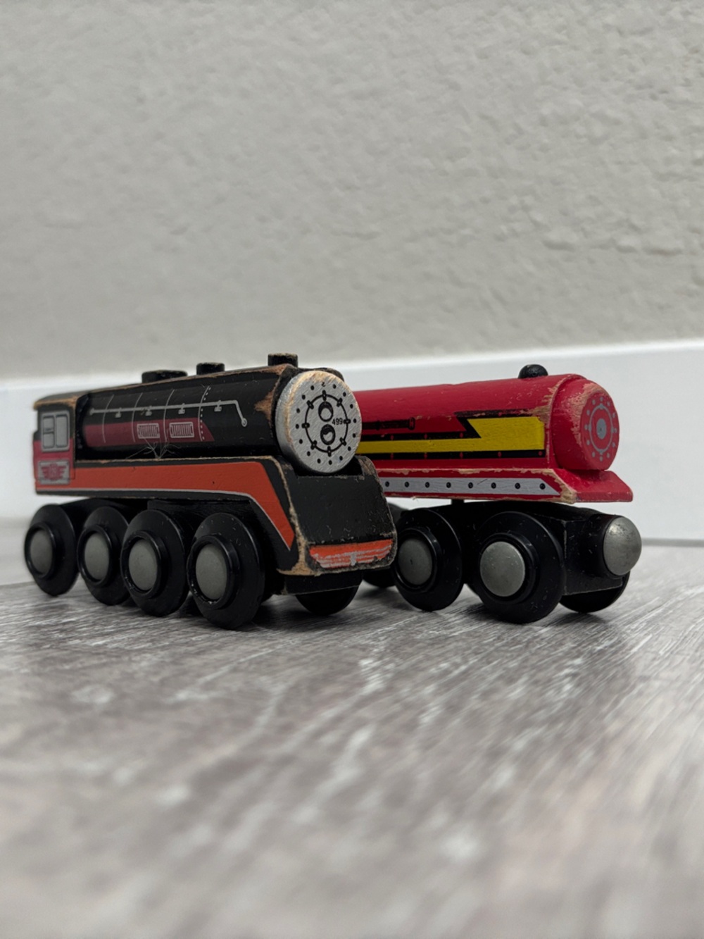 Maxim Wooden Train Set - Red & Black Engines